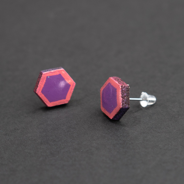 Purple Wooden Hexagon - 1